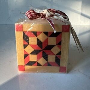 Vintage Jim Shore Heartwood Creek Lone Star Quilt 3" Block Candle / 2003 / NIB